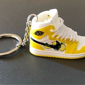 Mini 3D Air Jordan sneaker shoe keychain Yellow/White/Black